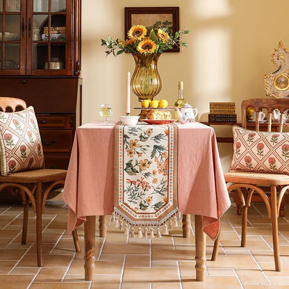 bilin gaier Designer Elegant French Linen Table Runner, Floral Pattern - Image 2