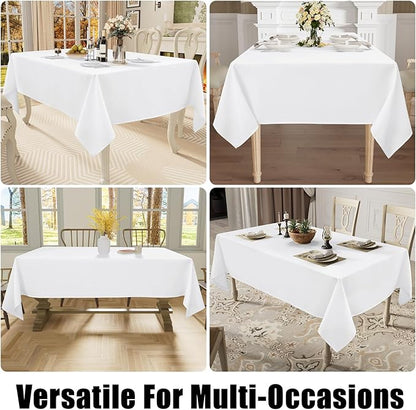 Smiry Rectangle Table Cloth Linen Textured, Waterproof Spillproof Anti-Wrinkle Burlap Tablecloth, Washable Decorative Fabric Table Cover for Dining, Party, Banquet, 54 x 78 Inch, White