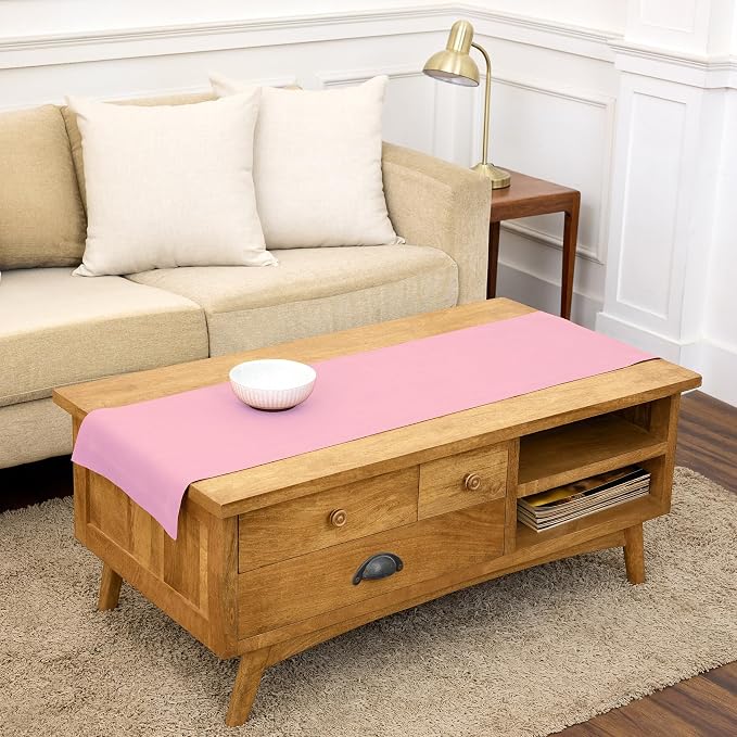 Solino Home 100% Pure Linen Table Runner Pink Lemonade, Fete 14 x 60 in | Table by SolinoHome