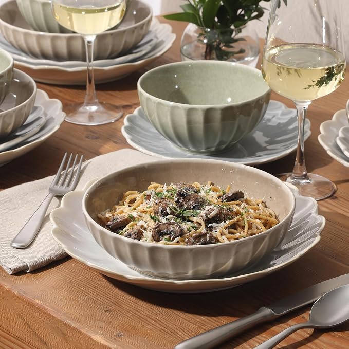 Gibson Elite Malibu Shore 16 Piece Scallop Stoneware Reactive Glaze Ceramic - Image 5