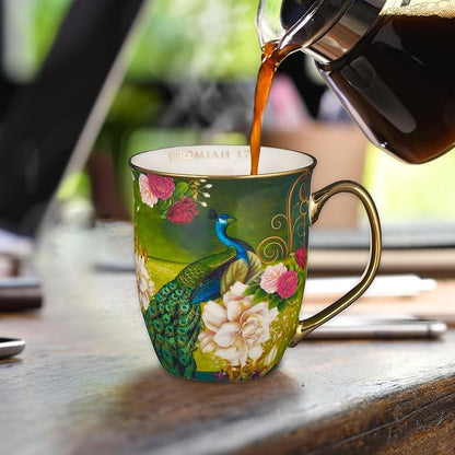 Christian Art Gifts Blue Peacock Ceramic Coffee Mug - Image 4
