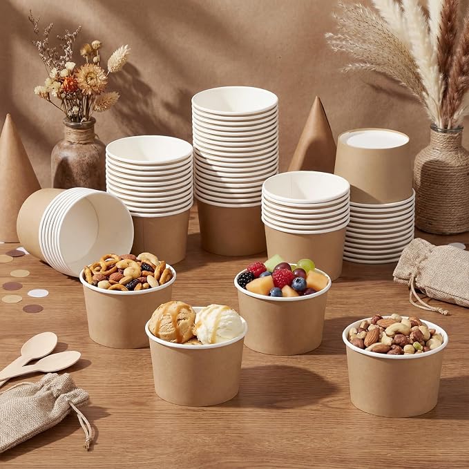Jingmore Paper Ice Cream Cups 9oz Colored Disposable Dessert Bowls - Image 3