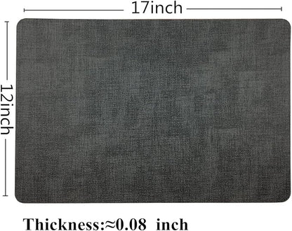 WAZAIGUR Waterproof Easy to Clean Heat Resistant Thick Faux Leather Washable Placemats Set of 4 Grey