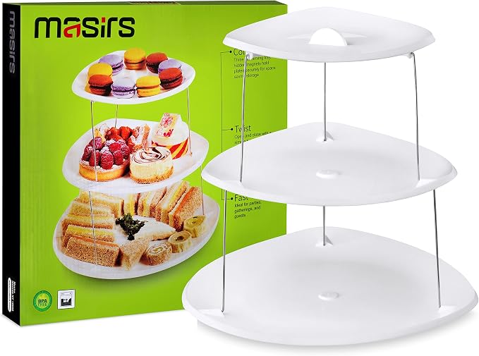 Masirs Collapsible 3-Tier Party Tray: Decorative Design Folds - Image 5