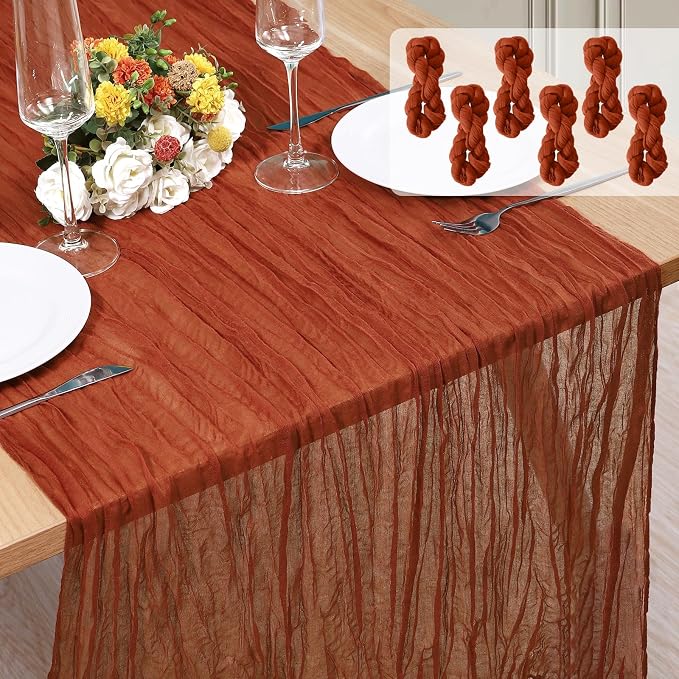6 Pack Cheesecloth Table Runner 10Ft Christmas Gauze Boho Table Runners by Home