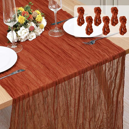 6 Pack Cheesecloth Table Runner 10Ft Christmas Gauze Boho Table Runners by Home