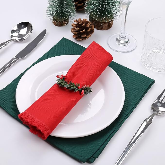 Christmas Napkin Rings Set of 12, Pine Needles Wreath - Image 5