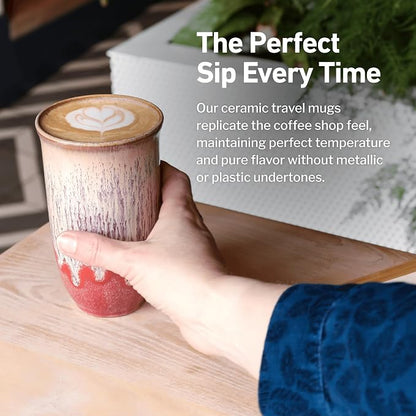 NOVA CERAMICS Travel Coffee Cup– Travel Coffee Tumbler – On the Go Coffee Mug – - Image 4
