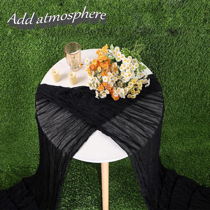 Black Cheesecloth Table Runner 13.3FT Cheese Cloth Boho Table Runner Fall - Image 5