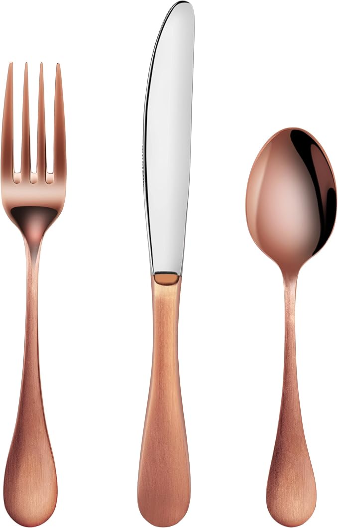 Artaste 56891 Rain 18/10 Stainless Steel Flatware 36-Piece Set, Copper Finish - Image 2