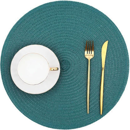 SHACOS Round Placemats Set of 6 Washable 15 inch Round Table Mats Cotton - Image 2