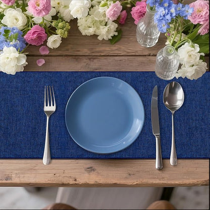 Navy Blue Table Runners 13x108 inches 4 Pieces Burlap 4th of July Runner | - Image 5