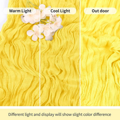 6 Pack Lemon Yellow Cheesecloth Table Runner 17x108 Inch Semi Sheer Boho Gauze - Image 7