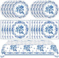 41Pcs Blue White Floral Party Decorations Disposable Tableware Set Serves 20 by Mainivo
