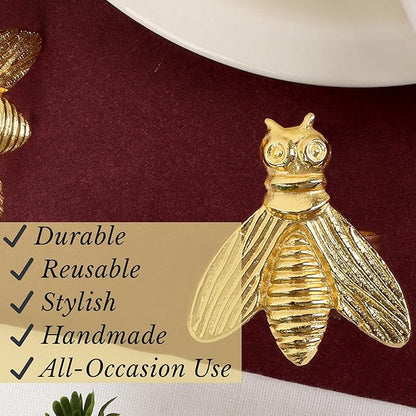 12 Pcs Decorative Fly Napkin Rings - Metal Napkin Rings Table Decor Napkin Ring, Dining Cloth Napkin Holder, Farmhouse Napkin Ring, Modern Napkin Holders (Gold) - ALPHA Living HOME