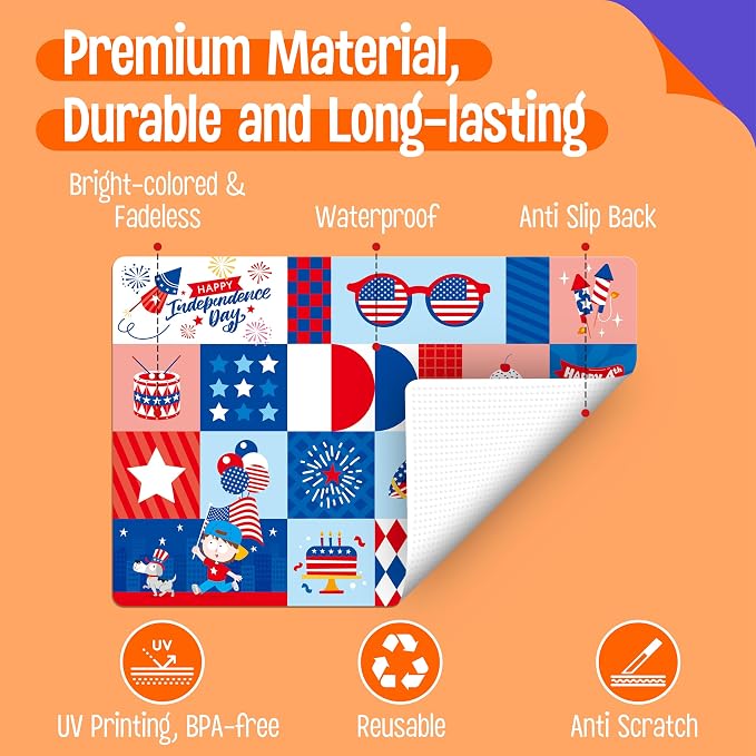 6 Pack Placemats for Kids, Non-Slip Washable Table Mats, Reusable Holiday - Image 2