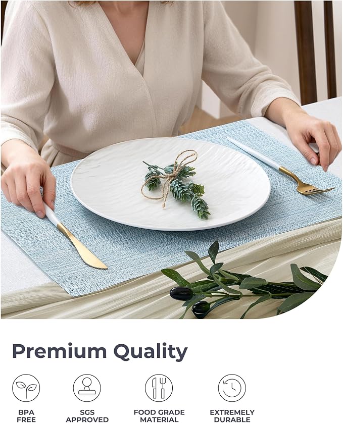 Leetaltree Soft Sky Blue Woven Placemats Set of 24 - Image 6