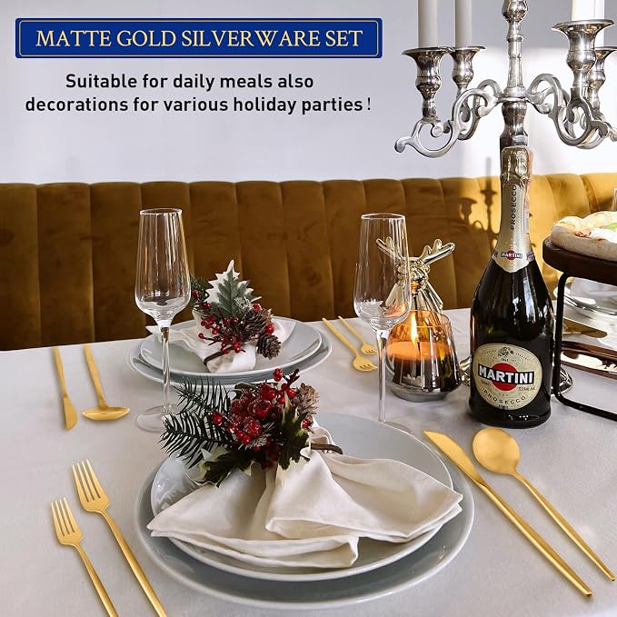 Gold Silverware Set, Stainless Steel Flatware Set - Image 6