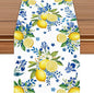 Lemon and Blue Floral Table Runner, 90 x 13 inches, Easy Care Machine Washable by Unknown