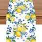 Lemon and Blue Floral Table Runner, 108 x 13 inches, Easy Care Machine Washable by Unknown