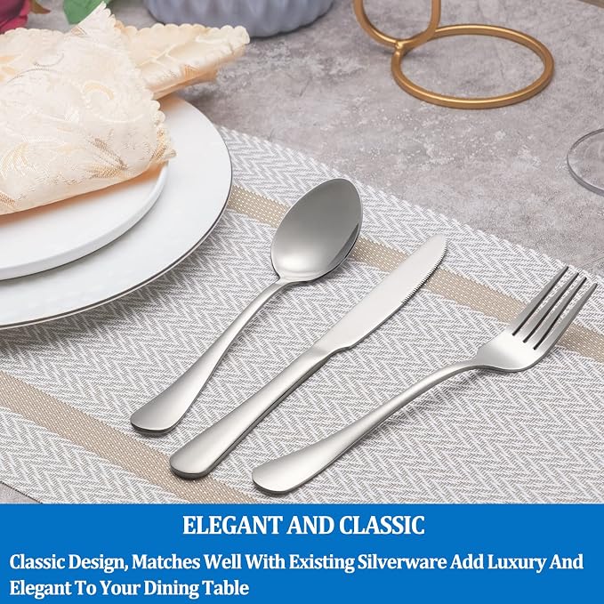 32 Pcs Forks and Spoons Silverware Set, Food Grade Stainless Steel Flatware - Image 6