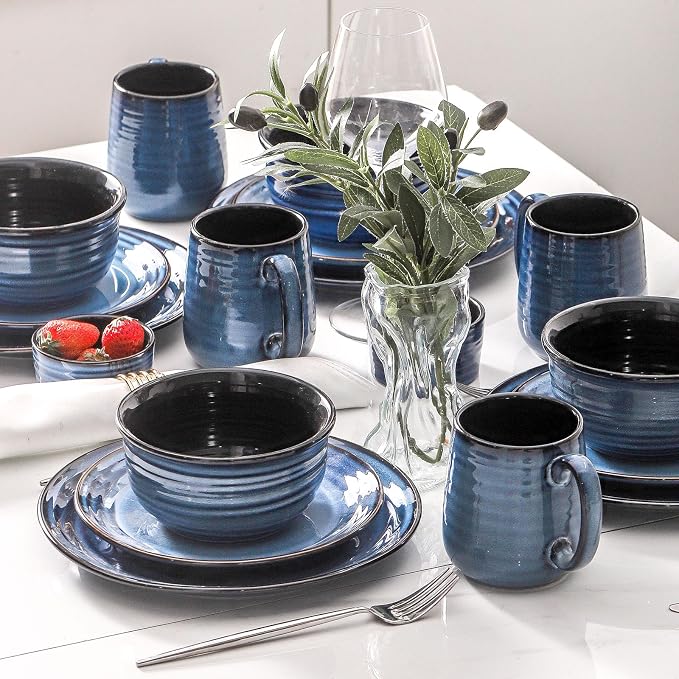 HASENSE Salad Dessert Plates, 8 Inch Ceramic Dinner Plate Set of 6, Small Round - Image 4