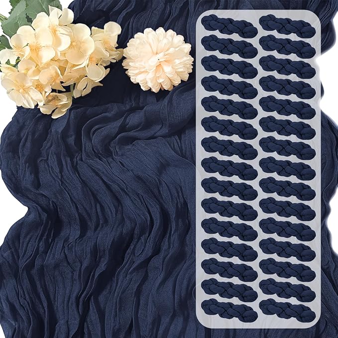 30 Pack Navy Blue Cheesecloth Table Runner 17 x 108 inch Cheese Cloth Table by Yorcari