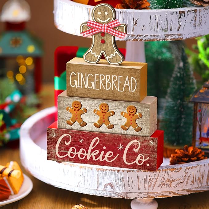 Moucuny 4 Pcs Christmas Table Decor Gingerbread Man Decoration Christmas - Image 6