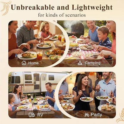 Wheat Straw Plates 9 Inch, Unbreakable & Reusable Plastic Plates Set of 8 - Image 7