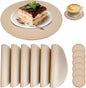 Set of 6 Faux Leather Gold Round Placemats and Coasters, Coffee Mats Kitchen Table Mats, Waterproof, Easy to Clean for Kitchen Dining Round Table