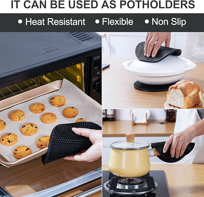 4 PCS Heat Resistant Silicone Trivet Mats - Image 2