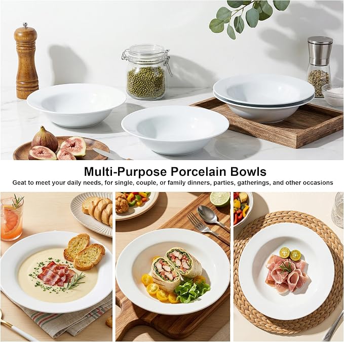 Soup and Pasta Bowls Set of 4, Microwave & Dishwasher Safe - Image 5