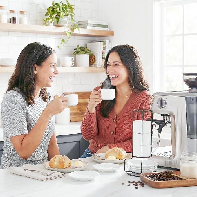 Espresso Cups, 2.5 OZ Stackable Espresso Cups Set of 4 | Porcelain Stackable - Image 3