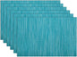 SHACOS Woven Vinyl Placemats Set of 6 Wipe Clean Wasahble Place Mats for Dining Table Heat Resistant Non Slip Table Mats (6, Teal Blue)