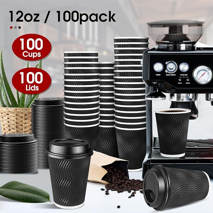 Ginkgo 100 Pack 12 oz Disposable Insulated Coffee Cups - Image 6