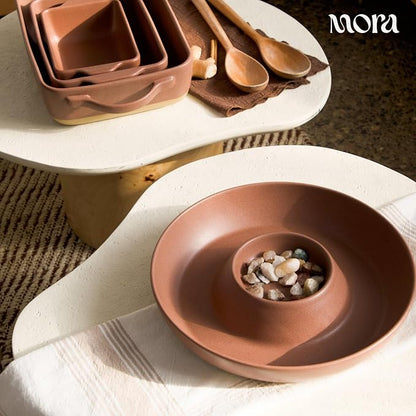 Mora Ceramic Chips and Dip Serving Tray: Large Divided Party Bowl Set - Image 7