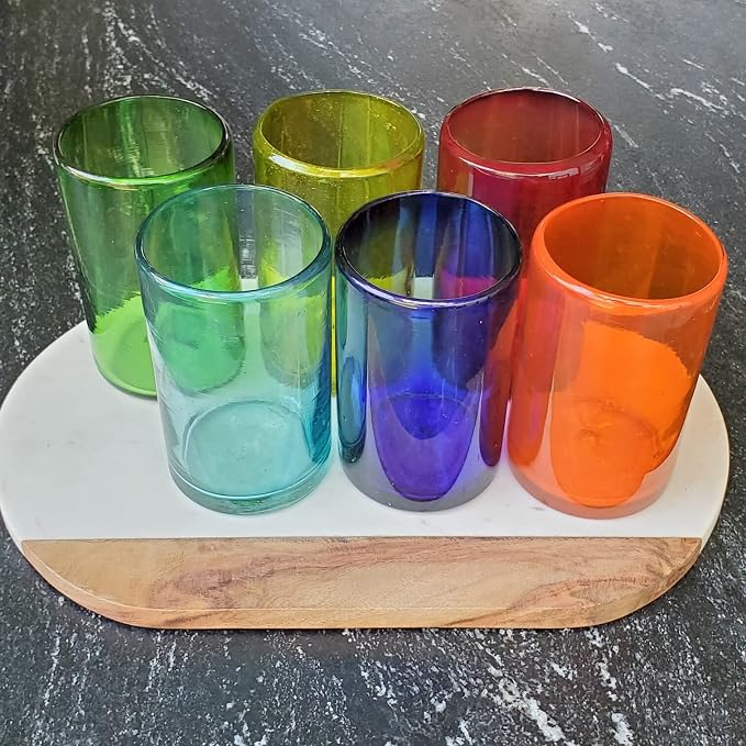 Rainbow Colored 14 oz Drinking Glasses, Recycled Glass, Toxin-Free - Image 4