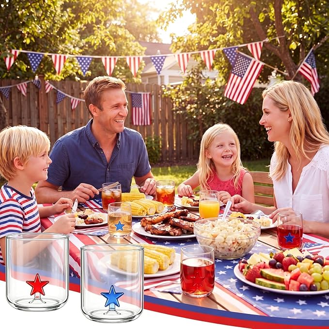 Potchen 2pcs Patriotic Icon Juice Glass 9oz Stemless Wine Glasses American Red - Image 8