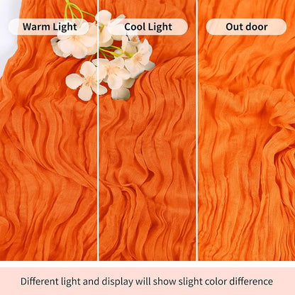 3 Pack Orange Cheesecloth Table Runner 17x108 Inch Semi Sheer Boho Gauze Cheese - Image 7