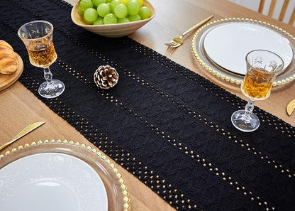 Black Table Runner with Tassels - Image 6