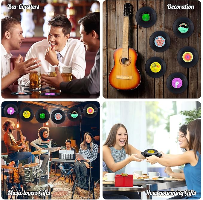 Retro Vinyl Record Coasters - Image 4