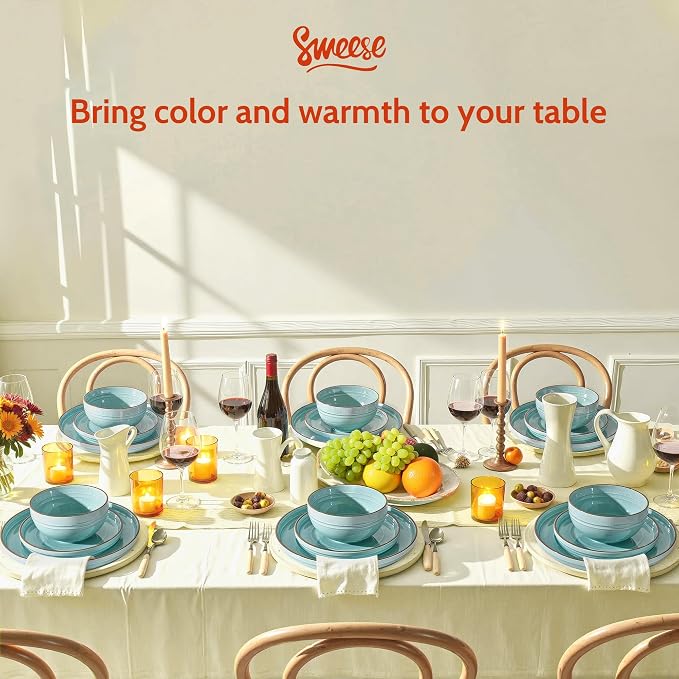 Sweese Plates and Bowls Sets, Porcelain Dinnerware Sets - Image 9