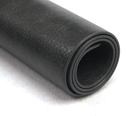 Faux Leather Dining Placemats with Rounded Corners-Set of 4,Washable&Wipeable Place Mats,Waterproof&Stain Resistant Table Mats,Heat-Resistant,Non-Slip for Kitchen(Black-Grey)