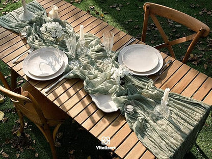 Vitalizart Cheesecloth Table Runner Sage Green 10ft Gauze Boho Rustic | 120 - Image 5