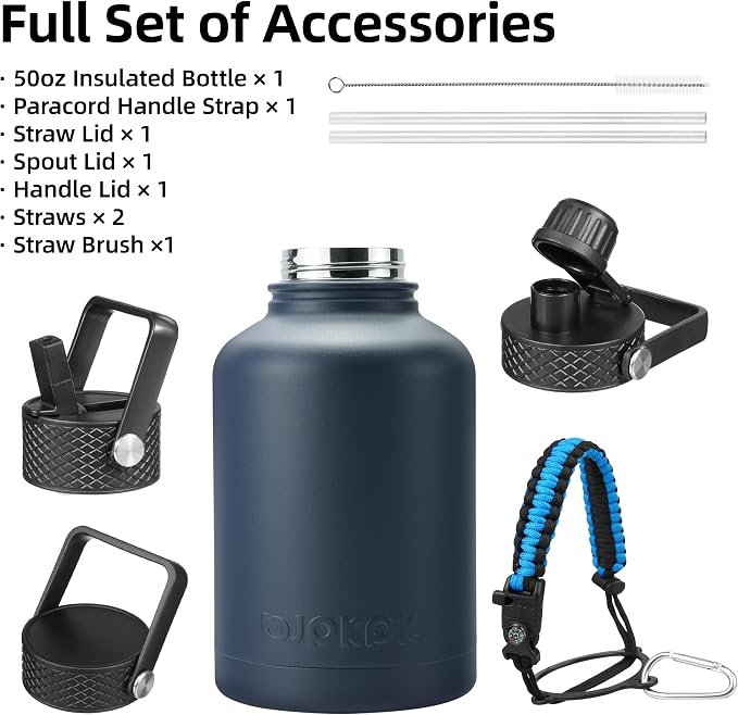 BJPKPK 50oz Large Insulated Water Bottle, Stainless Steel Water Jug | - Image 3