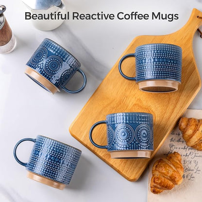 GBhome 16 oz Coffee Mugs Set of 4, Stackable Ceramic Coffee Cups Set | Modern - Image 4
