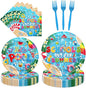 EUOYUFO 96Pcs School's Out for Summer Paper Plates Napkins Forks End of School by EUOYUFO