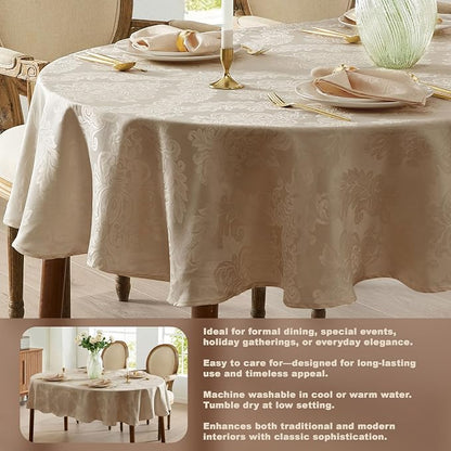 Newbridge Barcelona Luxury Damask Fabric Tablecloth, 60” Wide x 102” Oval - Image 3