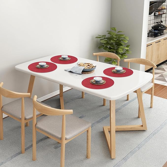 Homaxy Round Faux Leather Placemats and Coasters, Wipeable Place Mats, - Image 8
