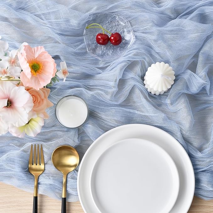 Blue Cheesecloth Table Runner Cheese Cloth Wedding Birthday Party Decor | 10Ft - Image 6